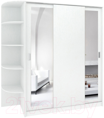 Шкаф-купе Кортекс-мебель Лагуна ШК08-02 (белый, левая консоль)