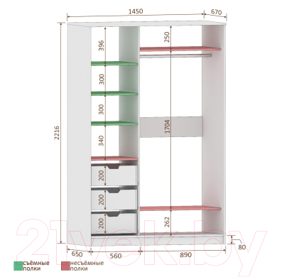 Шкаф-купе Кортекс-мебель Сенатор ШК10 Геометрия ДСП с зеркалом (венге/дуб сонома)