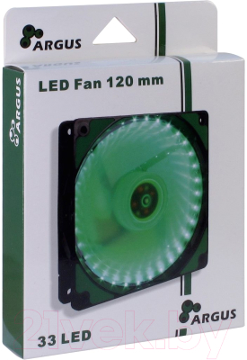 Вентилятор для корпуса Inter-Tech Argus L-12025 GR LED 120mm (зеленый)
