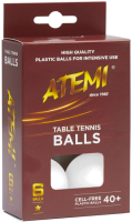 Набор мячей для настольного тенниса Atemi 1* (6шт, белый) - 