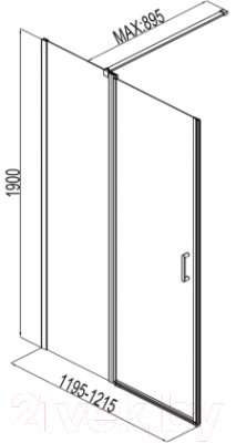 Душевая дверь Aquanet Cinetic 120 / AE12-N-120H190U-CT (прозрачное стекло)