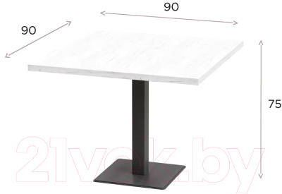 Обеденный стол Millwood Лофт Хельсинки 1 Л 90x90x75 (дуб золотой Craft/металл черный)