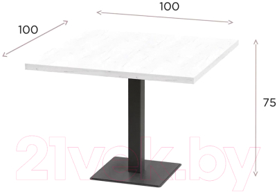 Обеденный стол Millwood Лофт Хельсинки 2 Л 100x100x75 (дуб белый Craft/металл белый)