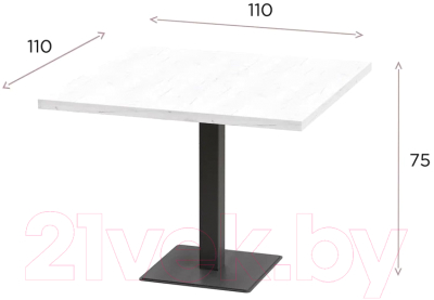 Обеденный стол Millwood Лофт Хельсинки 3 Л 110x110x75 (дуб белый Craft/металл белый)