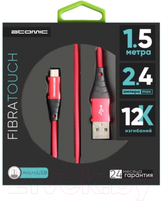 Кабель Atomic Fibratouch USB-microUSB / 30202 (1.5м, красный)