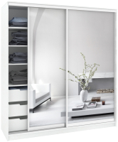 Шкаф Кортекс-мебель Сенатор ШК12 Классика зеркало (белый) - 
