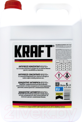 Антифриз KRAFT G12/G12+ концентрат / KF104 (5л)