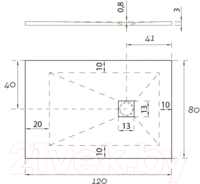 Душевой поддон Aquanet Hidronatur Pleasure 120х80 / ATS-120x80U-W