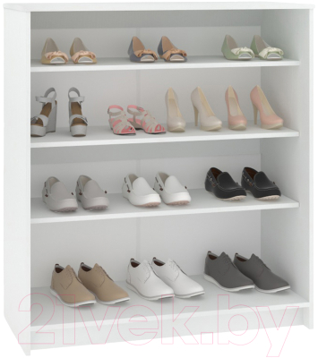 Шкаф для обуви Кортекс-мебель Сенатор ШК41 Классика ДСП с зеркалом (белый/береза)