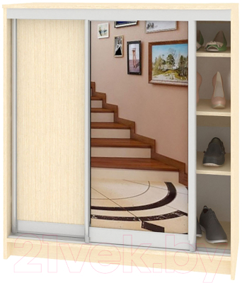 Шкаф для обуви Кортекс-мебель Сенатор ШК41 Классика ДСП с зеркалом (венге светлый)