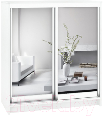 Шкаф для обуви Кортекс-мебель Сенатор ШК41 Классика зеркало (белый)