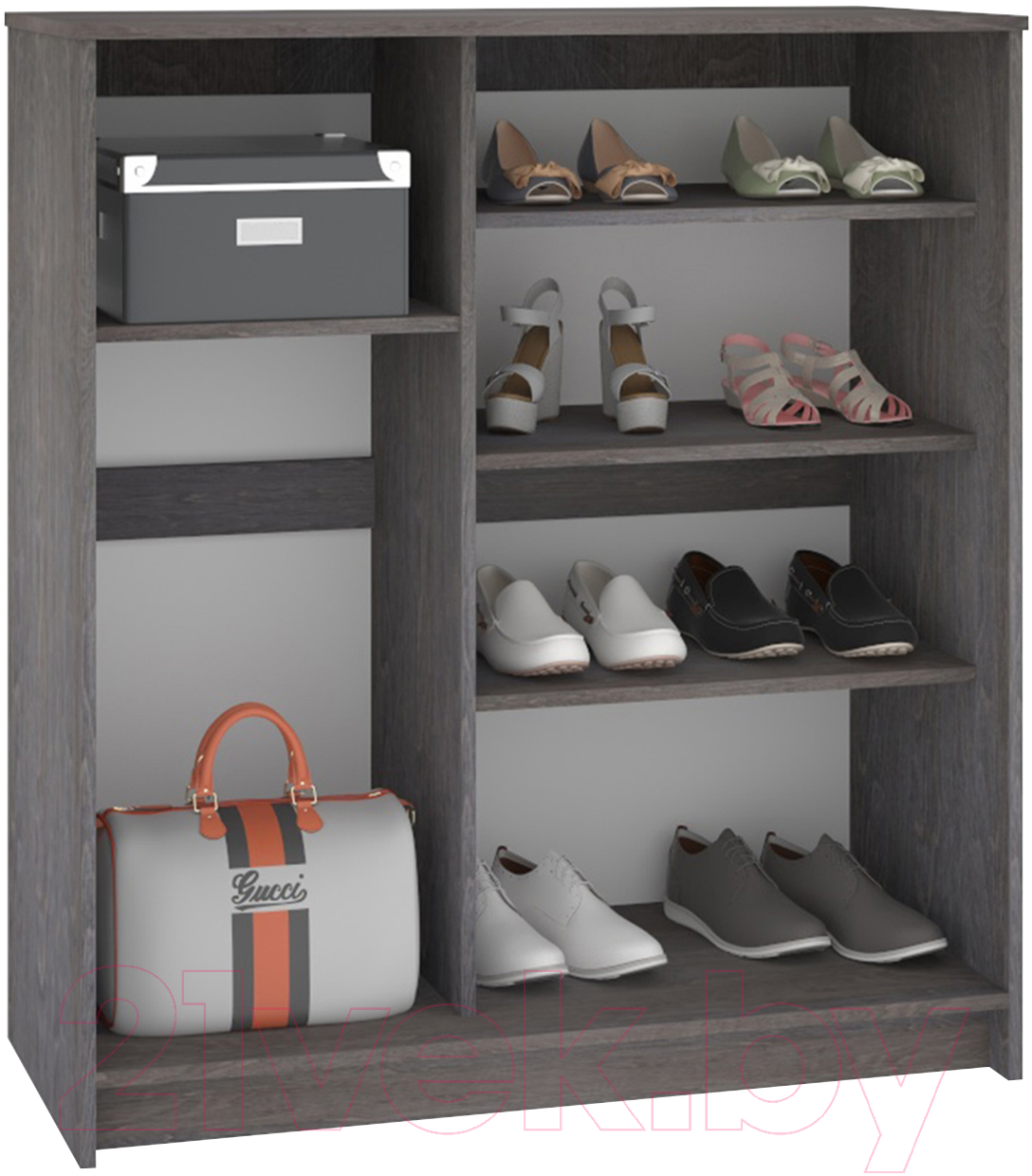 Шкаф для обуви Кортекс-мебель Сенатор ШК42 Классика ДСП с зеркалом (береза/белый)