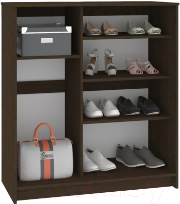Шкаф для обуви Кортекс-мебель Сенатор ШК42 Классика ДСП с зеркалом (венге/дуб сонома)
