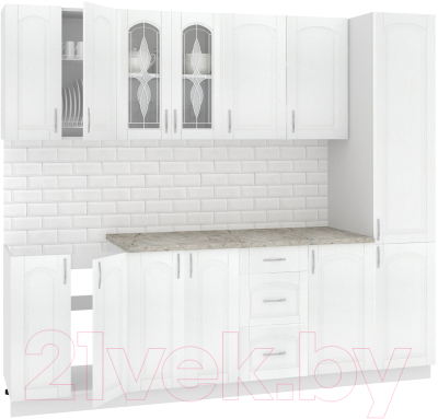 Готовая кухня Кортекс-мебель Корнелия Ретро 2.4м (ясень белый/марсель)