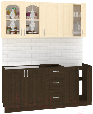 Готовая кухня Кортекс-мебель Корнелия Ретро 1.8м без столешницы (венге светлый/венге)