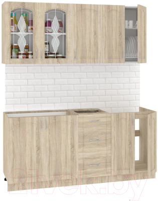 Готовая кухня Кортекс-мебель Корнелия Ретро 1.8м без столешницы (дуб сонома)