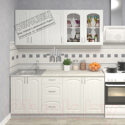 Готовая кухня Кортекс-мебель Корнелия Ретро 1.8 без столешницы (ясень белый)