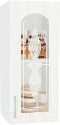 Шкаф навесной для кухни Кортекс-мебель Корнелия Ретро ВШ30ст (ясень белый)
