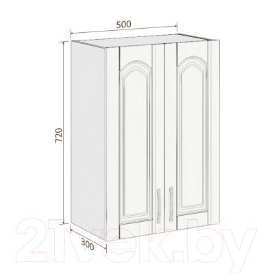 Шкаф навесной для кухни Кортекс-мебель Корнелия Ретро ВШ50 (венге светлый)