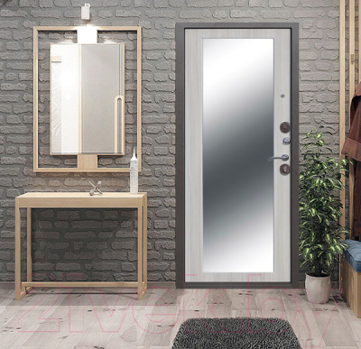 Входная дверь Гарда Троя серебро Maxi Белый ясень (96х205, левая)
