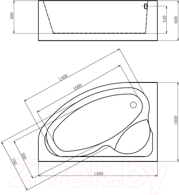 Купить Ванна акриловая Gemy G9009 B L в Гродно