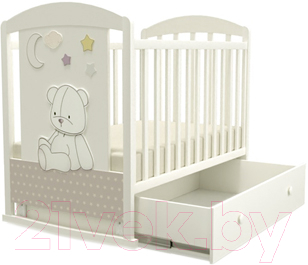 

Детская кроватка VDK, Бежевый, Unica Amelie Betula маятник с ящиком