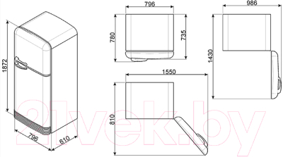 Холодильник с морозильником Smeg FAB50LRD