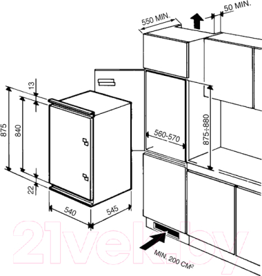 Встраиваемый холодильник Smeg FL1672P