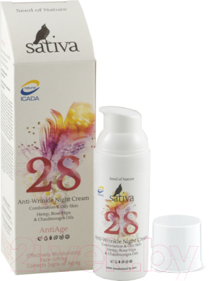 Флюид для лица Sativa №28 ночной для профилактики и коррекции морщин (50мл)
