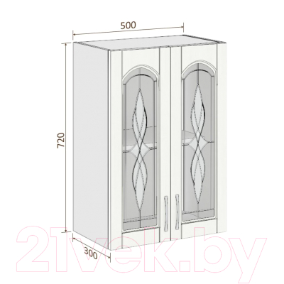 Шкаф навесной для кухни Кортекс-мебель Корнелия Ретро ВШ50ст (венге светлый)