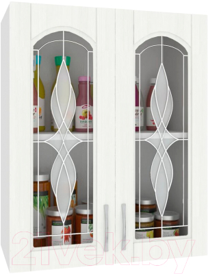 Шкаф навесной для кухни Кортекс-мебель Корнелия Ретро ВШ60ст (ясень белый)