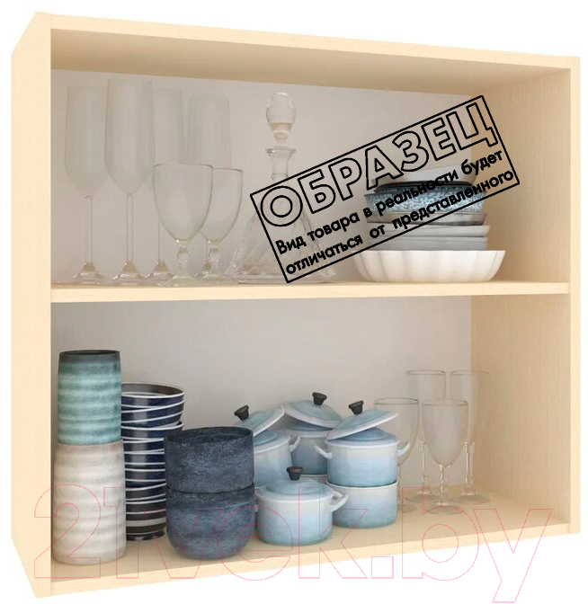 Шкаф навесной для кухни Кортекс-мебель Корнелия Ретро ВШ80 (ясень белый)
