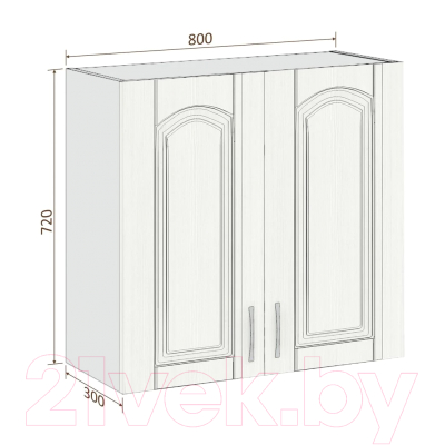Шкаф навесной для кухни Кортекс-мебель Корнелия Ретро ВШ80 (ясень белый)