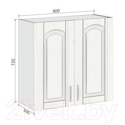 Шкаф навесной для кухни Кортекс-мебель Корнелия Ретро ВШ80с (ясень белый)