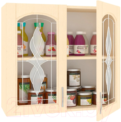 Шкаф навесной для кухни Кортекс-мебель Корнелия Ретро ВШ80ст (венге светлый)