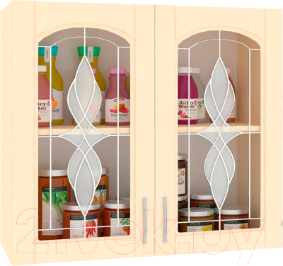Шкаф навесной для кухни Кортекс-мебель Корнелия Ретро ВШ80ст (венге светлый)