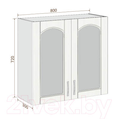 Шкаф навесной для кухни Кортекс-мебель Корнелия Ретро ВШ80ст (ясень белый)