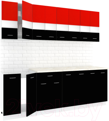 Готовая кухня Кортекс-мебель Корнелия Экстра 2.3м (красный/черный/королевский опал)