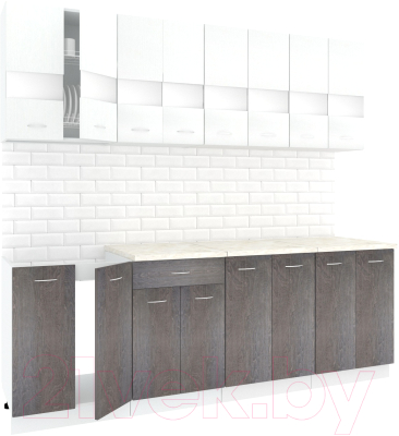 Готовая кухня Кортекс-мебель Корнелия Экстра 2.4м (белый/береза/мадрид)