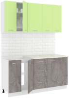 Готовая кухня Кортекс-мебель Корнелия Лира 1.6м (зеленый/оникс/королевский опал) - 