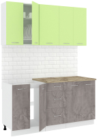 Кухонный гарнитур Кортекс-мебель Корнелия Лира 1.6м (зеленый/оникс/мадрид) - 