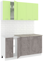 Кухонный гарнитур Кортекс-мебель Корнелия Лира 1.6м (зеленый/оникс/марсель) - 