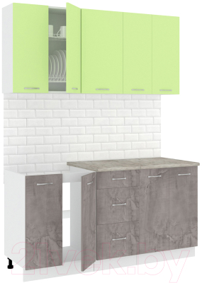 Готовая кухня Кортекс-мебель Корнелия Лира 1.6м (зеленый/оникс/марсель)
