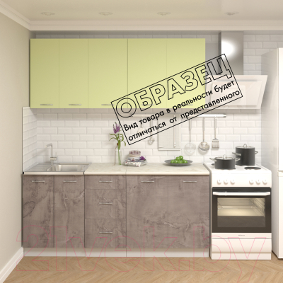 Готовая кухня Кортекс-мебель Корнелия Лира 1.8м (зеленый/оникс/мадрид)