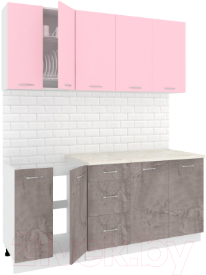 Готовая кухня Кортекс-мебель Корнелия Лира 1.8м (розовый/оникс/королевский опал)