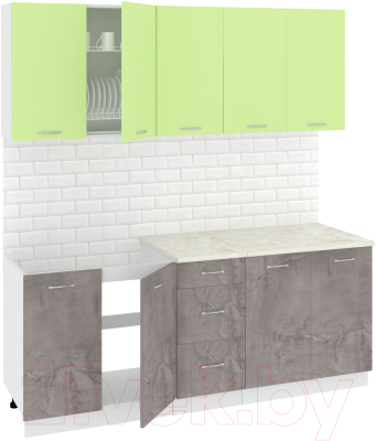 Готовая кухня Кортекс-мебель Корнелия Лира 2.0м (зеленый/оникс/королевский опал)