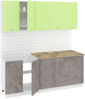 Кухонный гарнитур Кортекс-мебель Корнелия Лира 2.0м (зеленый/оникс/мадрид) - 