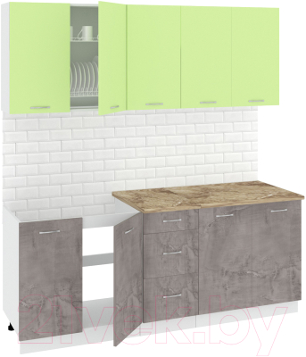 Готовая кухня Кортекс-мебель Корнелия Лира 2.0м (зеленый/оникс/мадрид)