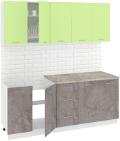 Кухонный гарнитур Кортекс-мебель Корнелия Лира 2.0м (зеленый/оникс/марсель) - 