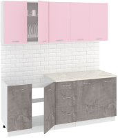 Кухонный гарнитур Кортекс-мебель Корнелия Лира 2.0м (розовый/оникс/королевский опал) - 